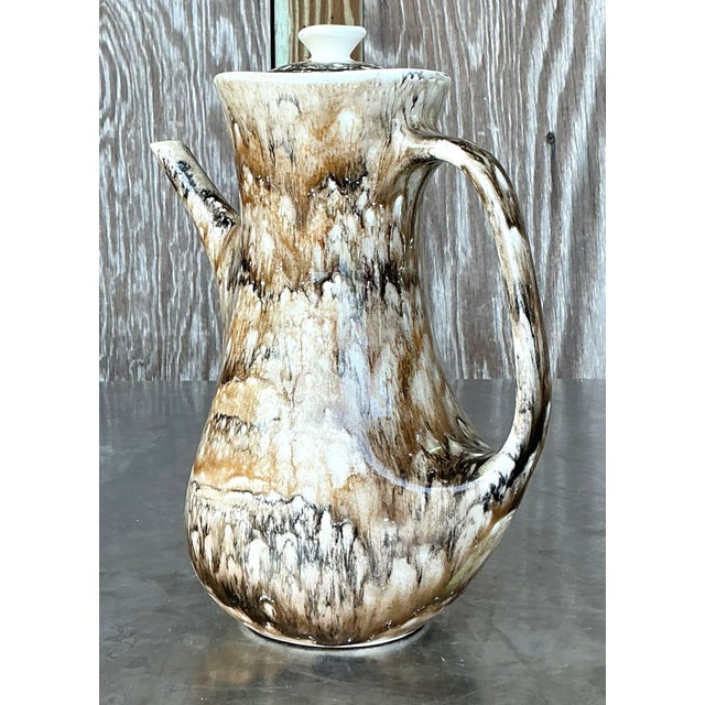 Mid 20th Century Vintage French Drip Glaze Coffee Pot For Sale - Image 5 of 6