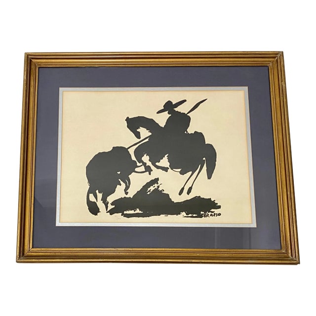 Vintage "Bullfight" Framed Lithograph After Picasso For Sale