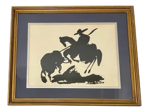 Vintage "Bullfight" Framed Lithograph After Picasso