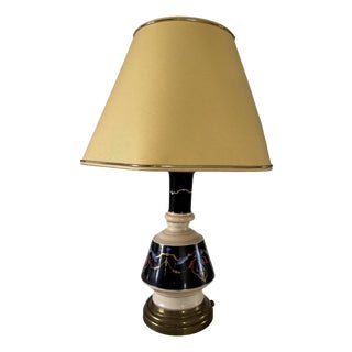 Art Deco Table Lamp in Glazed and Gilded Porcelain, 1935 For Sale