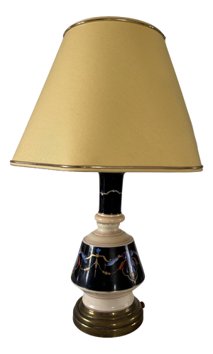 Art Deco Table Lamp in Glazed and Gilded Porcelain, 1935