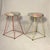 Vintage pair of upholstered and wrought iron short stools by Seng of Chicago, from the 1950’s. These stools feature...