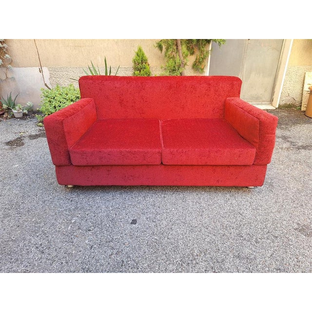 Fasce Cromate Sofa in Red Fabric by Luigi Caccia Dominioni for Azucena, 1960s, in Very Good conditions. Designed 1960 to...