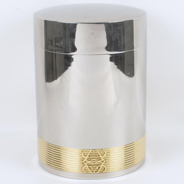 Contemporary 1980s Loewe Spain Silvered and Gilded Barware Ice Bucket For Sale - Image 3 of 9