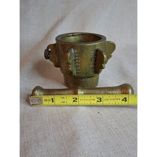 Renaissance 16th or 17th C? Spanish Renaissance Bronze Mortar and Pestle Ribbed Fin Judaica Antiquity For Sale - Image 3 of 16