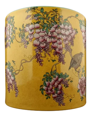 Early 20th Century Chinese Da Ya Zhai Porcelain Branching Pomegranate Flowers Brush Pot