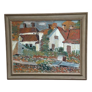 Birger Skarp, Houses, 1950s, Oil Painting on Canvas, Framed For Sale