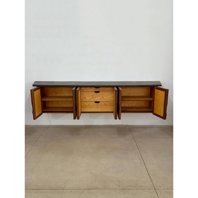 Gino Russo Carved Wood & Slate Floating Credenza For Sale - Image 9 of 12