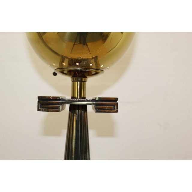 Brass Chalice Torchiere Floor Lamp With Greek Key Detail For Sale - Image 4 of 8