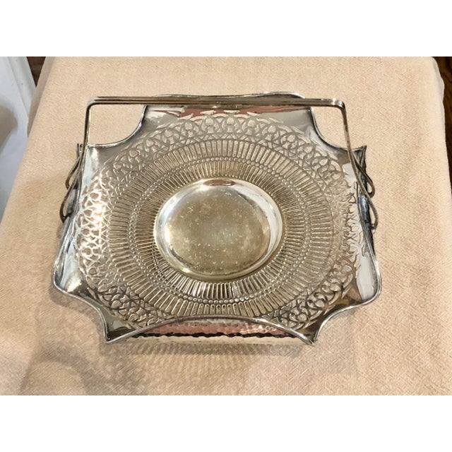 Late 19th Century Antique Victorian or Edwardian Silver-Plated Basket, Matthias Spencer & Sons For Sale - Image 5 of 10