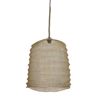 21st Century Handcrafted Knitted Lamp Wavy Bell in Gold Color, D35cm For Sale