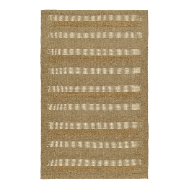 Rug & Kilim’s Scandinavian Rug with Beige and Taupe Geometric Stripes - 8x10 For Sale