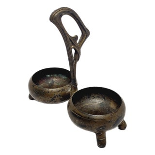 Art Nouveau Salt and Pepper Holder by Niemen Glassworks, Poland, 1920s For Sale