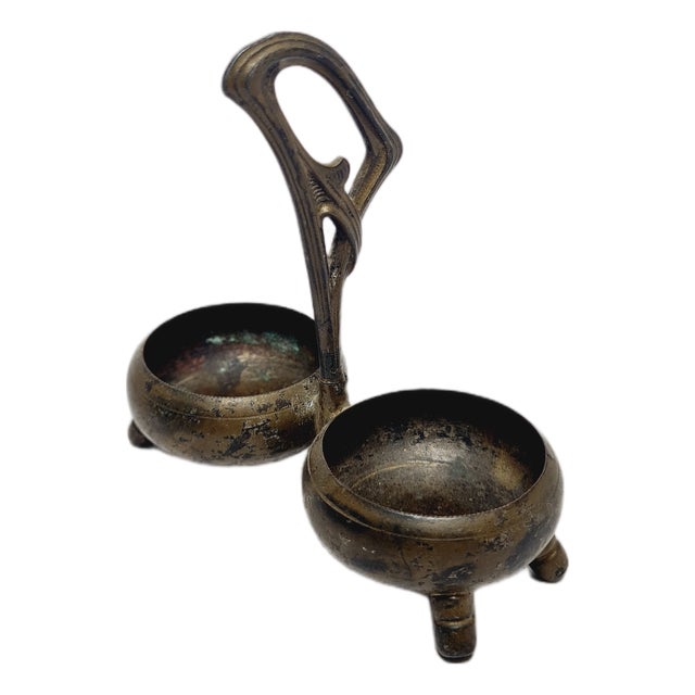 Art Nouveau Salt and Pepper Holder by Niemen Glassworks, Poland, 1920s For Sale