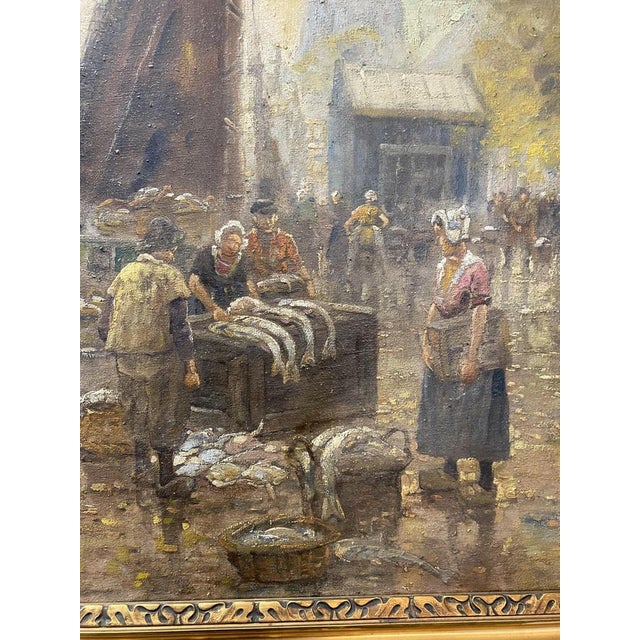 Franz Max Richter-Reich, Impressionist Flower Market in Amsterdam, 1940, Oil on Canvas For Sale - Image 7 of 14