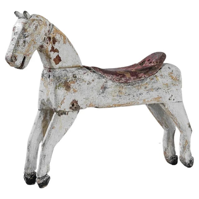 Wood 1900s, French Wooden Horse with Saddle For Sale - Image 7 of 7