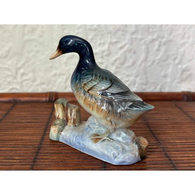 Japanese Mid 20th Century Japanese Blue Porcelain Duck Figurine For Sale - Image 3 of 8