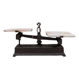 19th Century French Iron & Marble Scale For Sale