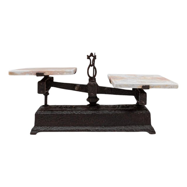 19th Century French Iron & Marble Scale For Sale