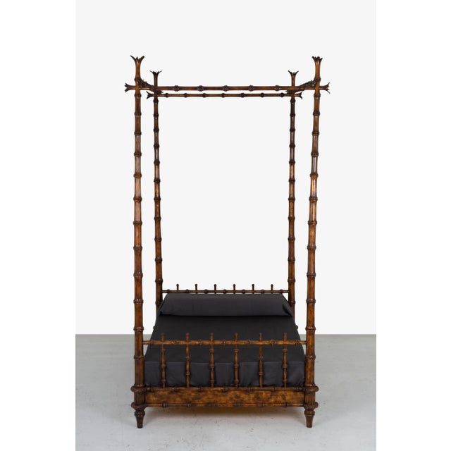 John Dickinson king size four poster bed from the firehouse Hand carved and stained mahogany. Mattress size is California...