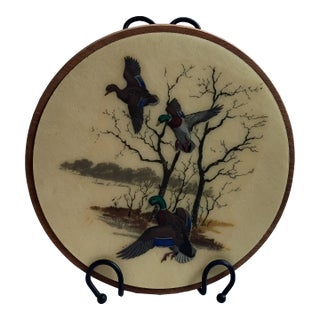 1960s Mid-Century Bacova Guild 14" Fiberglass Mallard Duck Lazy Susan by Grace B. Gilmore For Sale