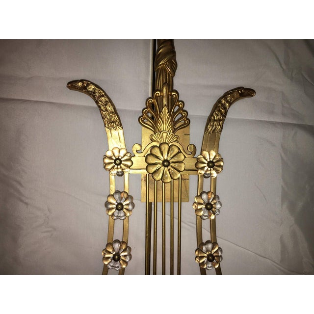 Louis XVI Style Harp Back Bronze Wall Sconce - Set of 6 For Sale - Image 4 of 9