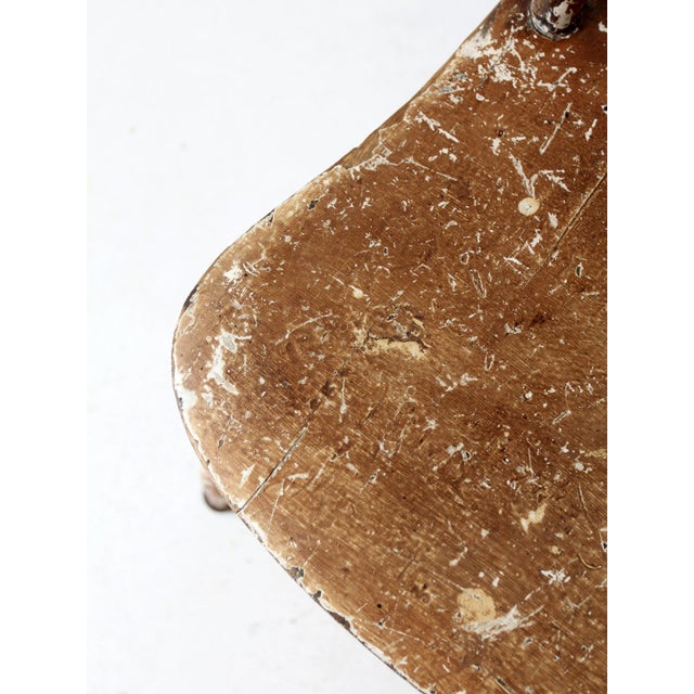 Brown Antique Splat Back Primitive Chair For Sale - Image 8 of 11