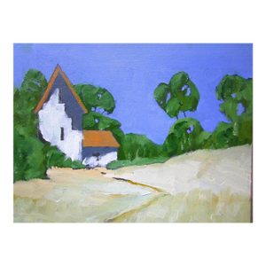 Calistoga Farmhouse Lynne French California Landscape Art Oil Painting 8x10