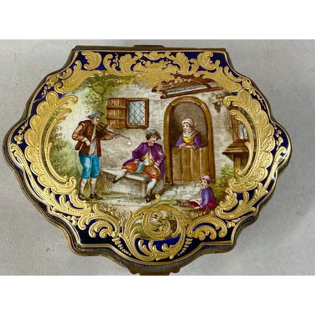 19thC French Sevres Royal Blue Gold Porcelain Box For Sale - Image 13 of 15