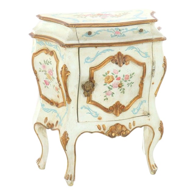 French Rococo Style Louis XIV Hand Painted Bombay Side Stand With Cherubs 20thC For Sale