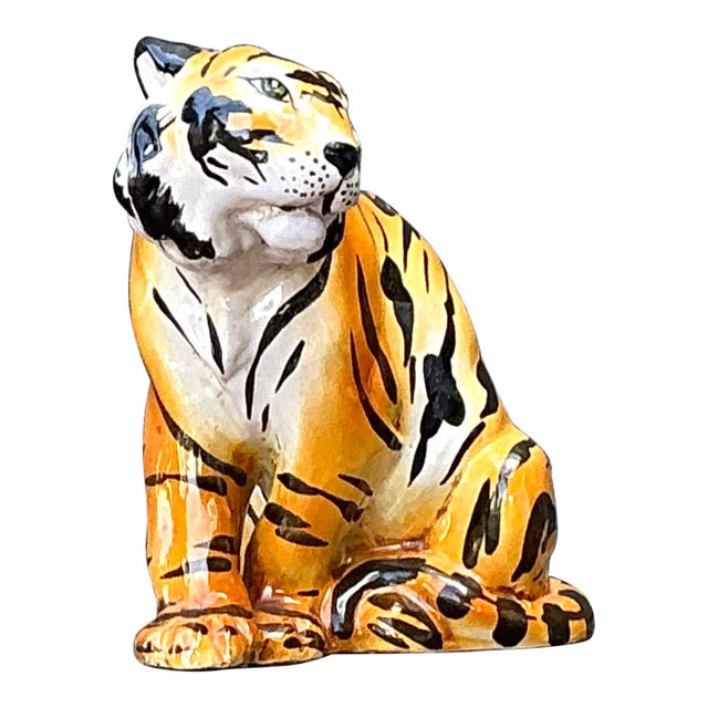 Vintage Italian Glazed Ceramic Tiger For Sale