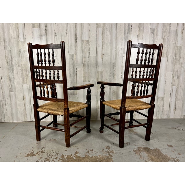 Harlequin Antique Spindle Back Armchairs- a Pair For Sale - Image 11 of 12