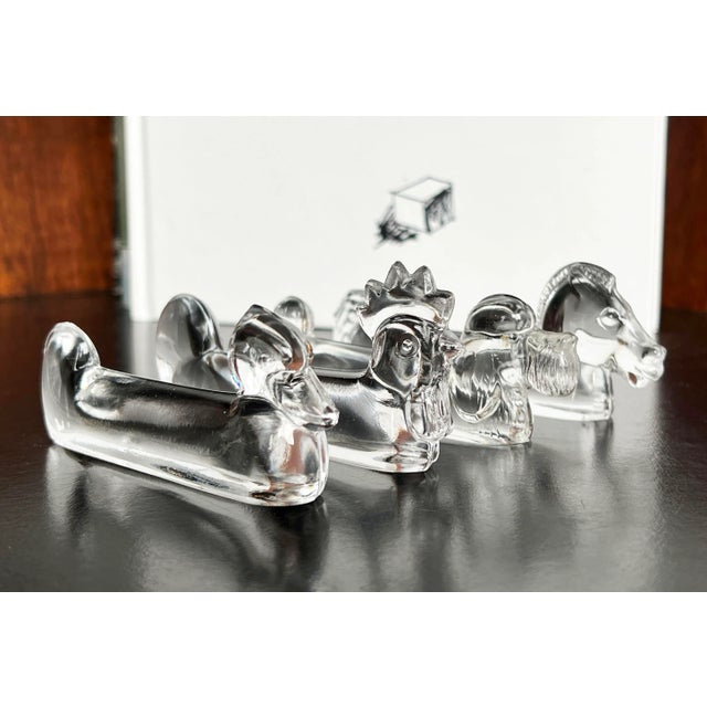 Vintage French Crystal Glass Figural Animal Knife Rests - Set of 4 For Sale - Image 4 of 11