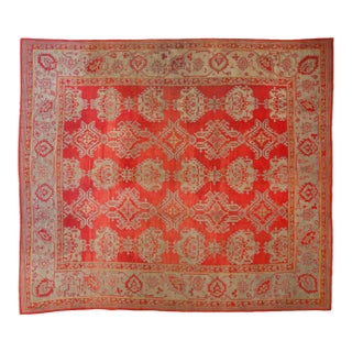 1920s Vintage Turkish Oushak Shadow Medallion Wool Carpet For Sale