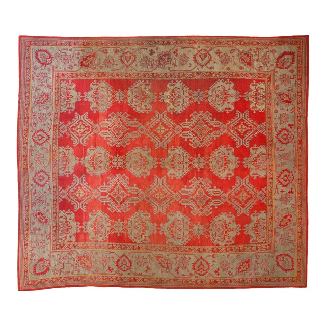 1920s Vintage Turkish Oushak Shadow Medallion Wool Carpet For Sale