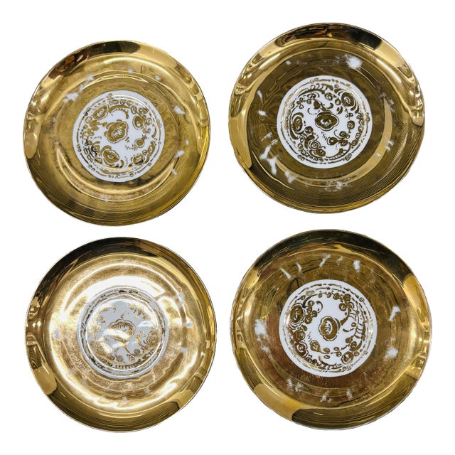 1900s Antique Gilt Plates - Set of 4 For Sale