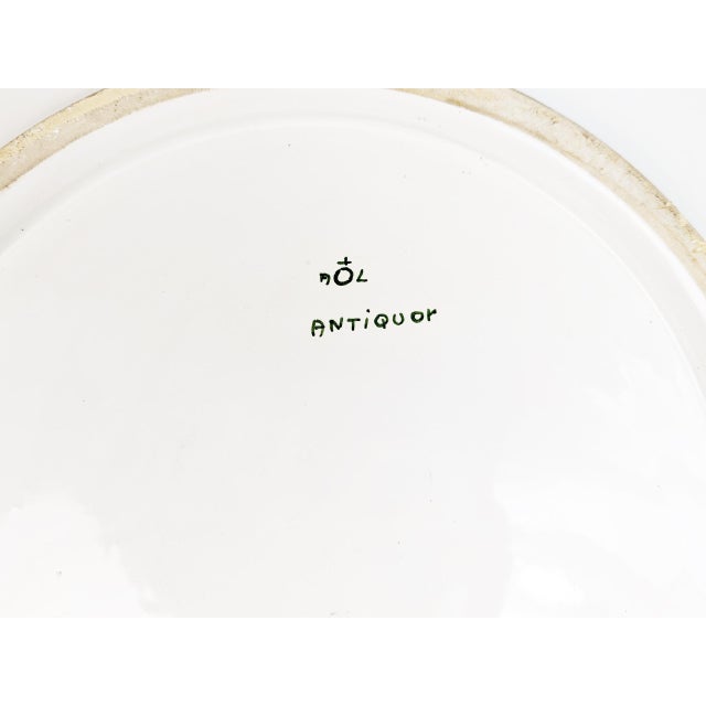 Forest Green Large Italian Levantino Wall Ceramic Plate from Albisola or Savona District For Sale - Image 8 of 9