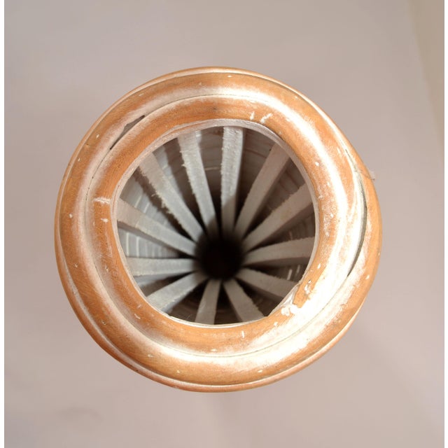 Tall Wooden Rustic Farmhouse Whitewash Reed Home Decor Floor Vase For Sale - Image 9 of 12