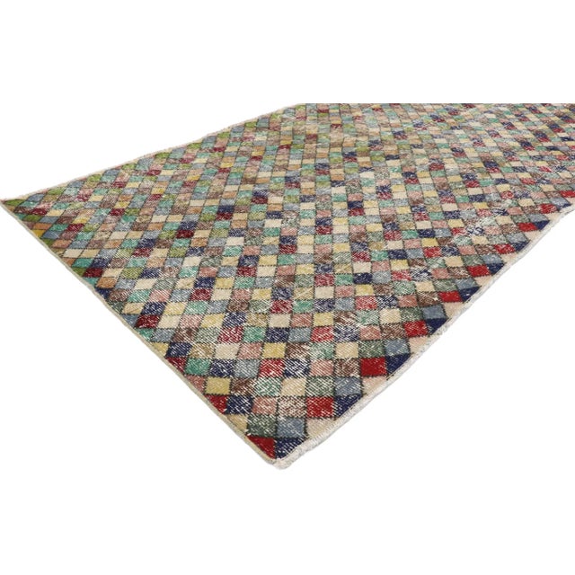 Mid-Century Modern Vintage Turkish Sivas Rug - 03’08 X 07’01 For Sale - Image 3 of 10