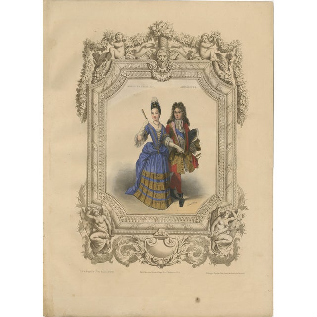 Court Costume Royal Couple, 1847, Lithograph For Sale