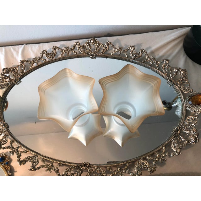 Vianne Glass Co. Pair of Late 20th Century Vianne Cognac Tulip Otteson Glass Satin Shades For Sale - Image 4 of 8
