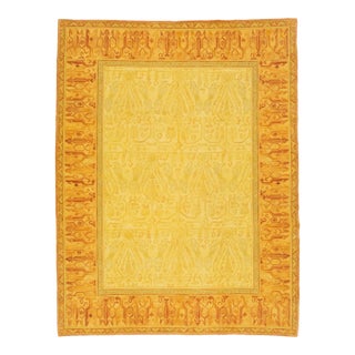 9 X 12 Handmade Modern Tibetan Wool & Silk Rug in Warm Golden With Traditional Deisgn For Sale