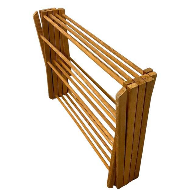 Vintage Folding Wooden Clothes Drying Rack / Laundry Airer - Collapsible Multi-Tier - Design For Sale - Image 4 of 9
