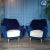 Pair of vintage Italian arm chairs, these Mid-Century Modern chairs from the 1960s are newly upholstered in a rich cobalt...