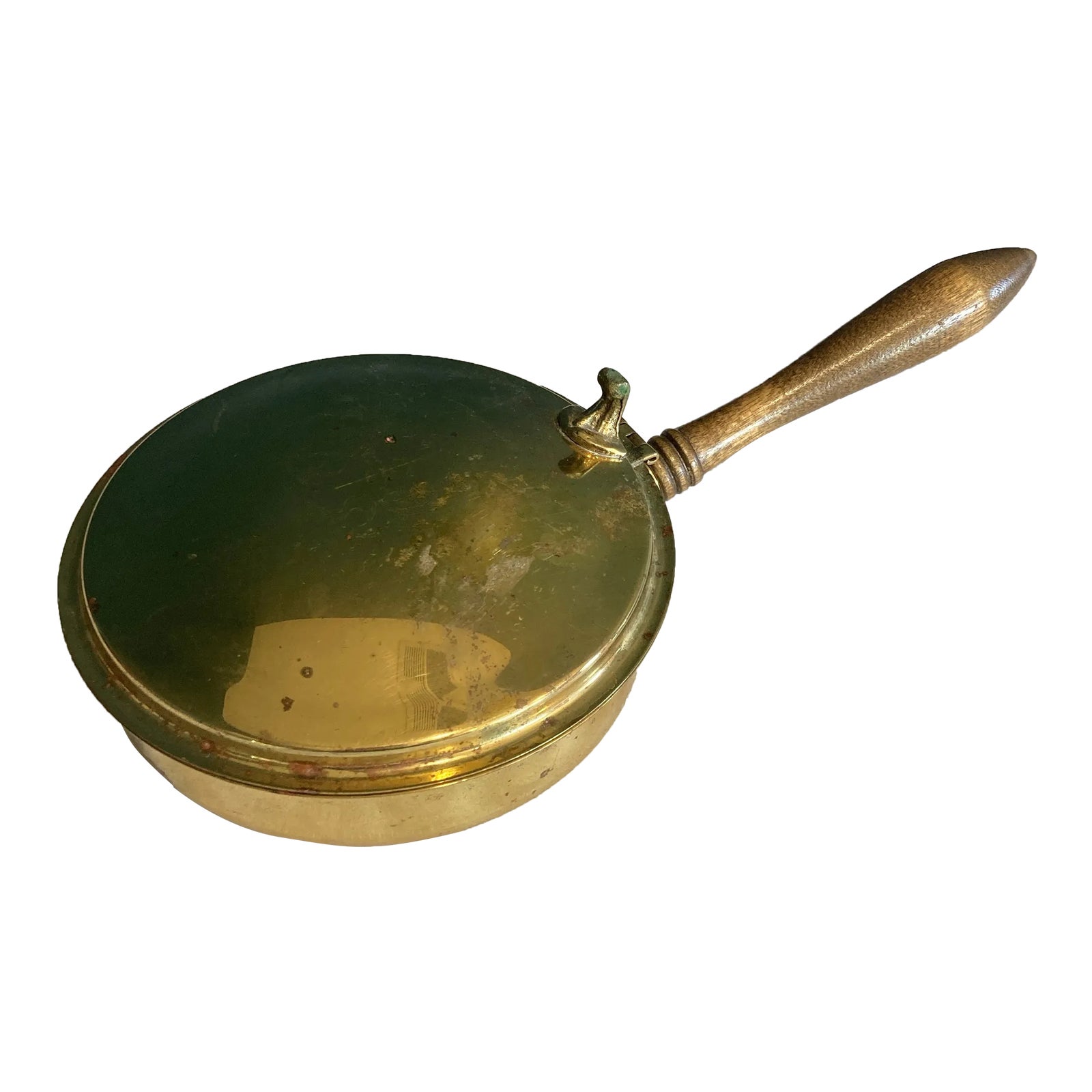 Mid 20th Century Brass and Wood Crumb Butler | Chairish