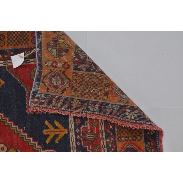 1950s Red & Nvy Blue Vintage Floral Carpet For Sale - Image 5 of 10