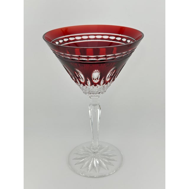 Waterford Crystal 1990s Waterford Clarendon Ruby Red Martini Glass | Cut to Clear Crystal | Excellent For Sale - Image 4 of 9