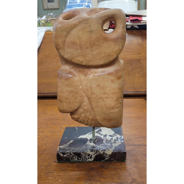 Mid Century Modern Stone Owl Sculpture For Sale - Image 4 of 9