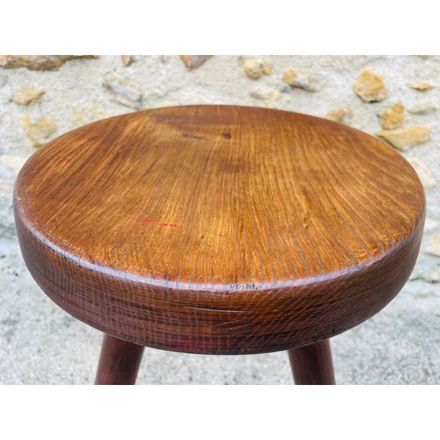 Vintage High Ash Berger Stool attributed to Charlotte Perriand, 1950s For Sale - Image 11 of 18