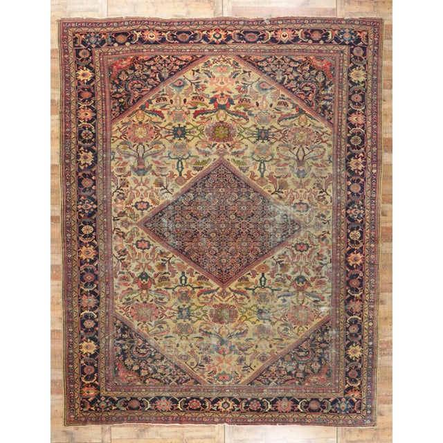 Beige Antique Persian Mahal Rug - 11'02 X 14'02 For Sale - Image 8 of 9